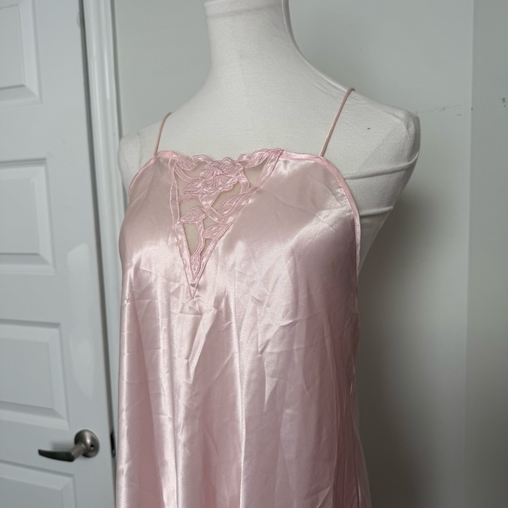 Vintage blush pink satin slip dress M Fairycore glam cottagecore coquette - Picture 3 of 6